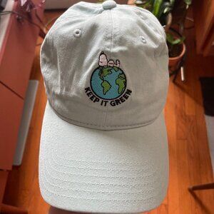 Peanuts Hat - Adjustable Snoopy Keep it Green Baseball Cap